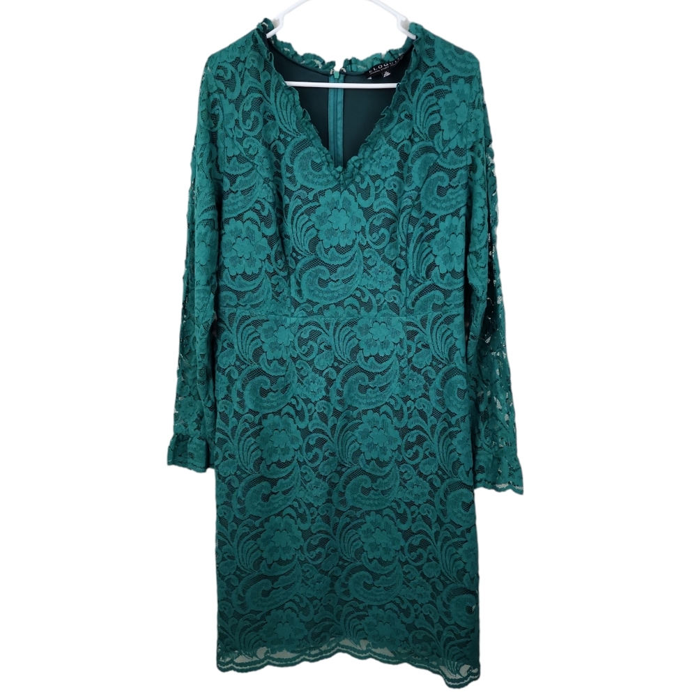 Eloquii Teal Lace Midi Dress